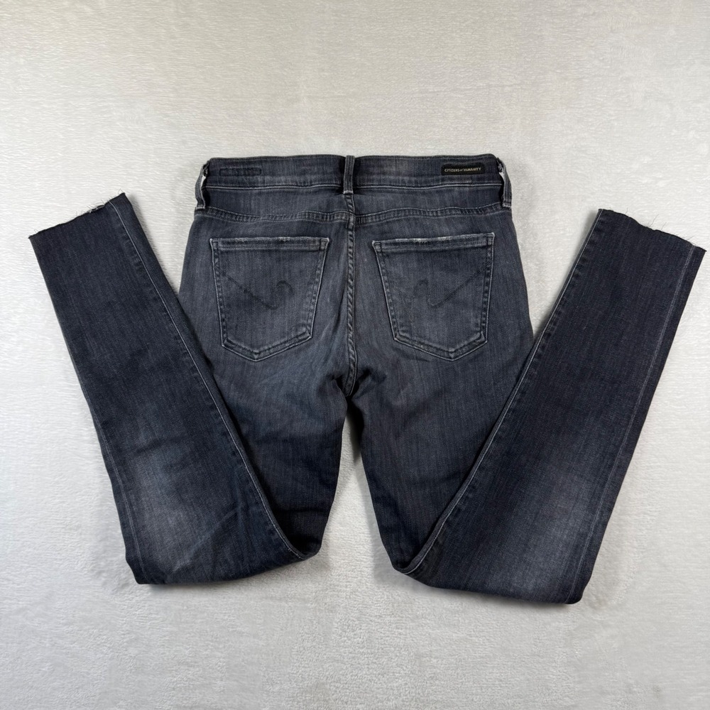Citizens of Humanity Avedon Low Rise Skinny Leg Jeans Dark‎ Gray Raw Hem Size 27